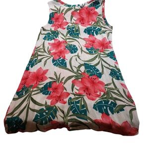 Hibiscus Collection Hawaii Tropical Floral Dress Women One Size Pink Rayon Aloha